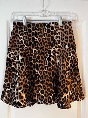 Express Leopard Print Circle Skirt - Brown & Black